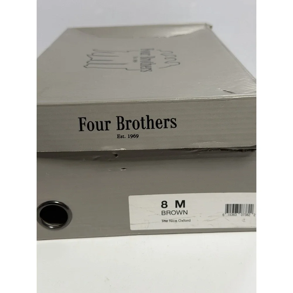 Four Brothers The Nice Oxford Brown Leather Lace-Up Casual Sneakers Men's 8 New